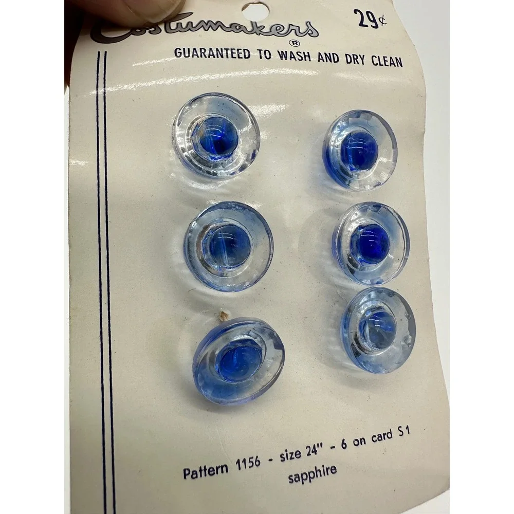Costumakers Buttons Vintage‎ Sewing Notions Sapphire Blue Size 24
